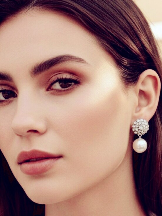 14k Pearl Cluster Earrings Jewelry - Gorgeous 14K Silver Crystal & Pearl Drop Earrings